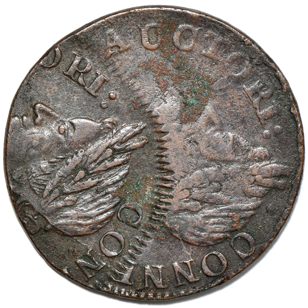 1787 Connecticut, 50-percent Off Center Double Strike