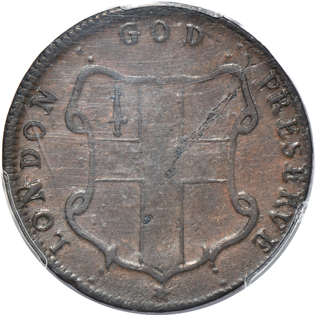 (1694) Elephant Token Thick Planchet PCGS AU-50