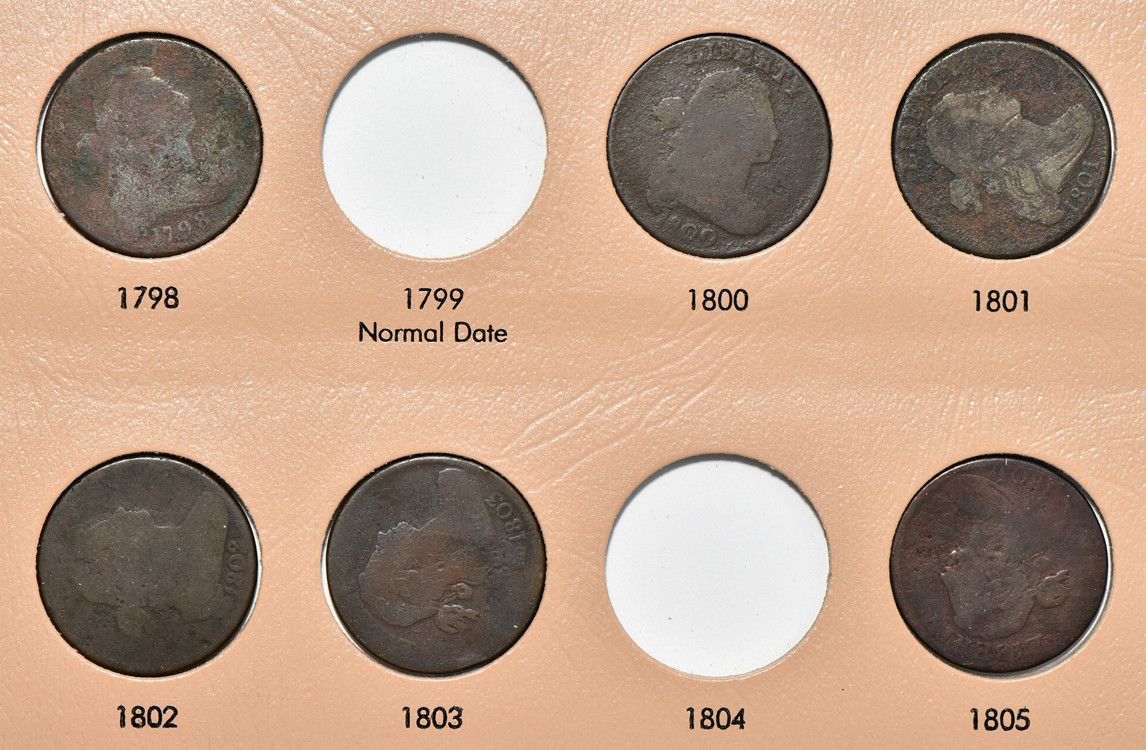 Collection of sixty different large cents