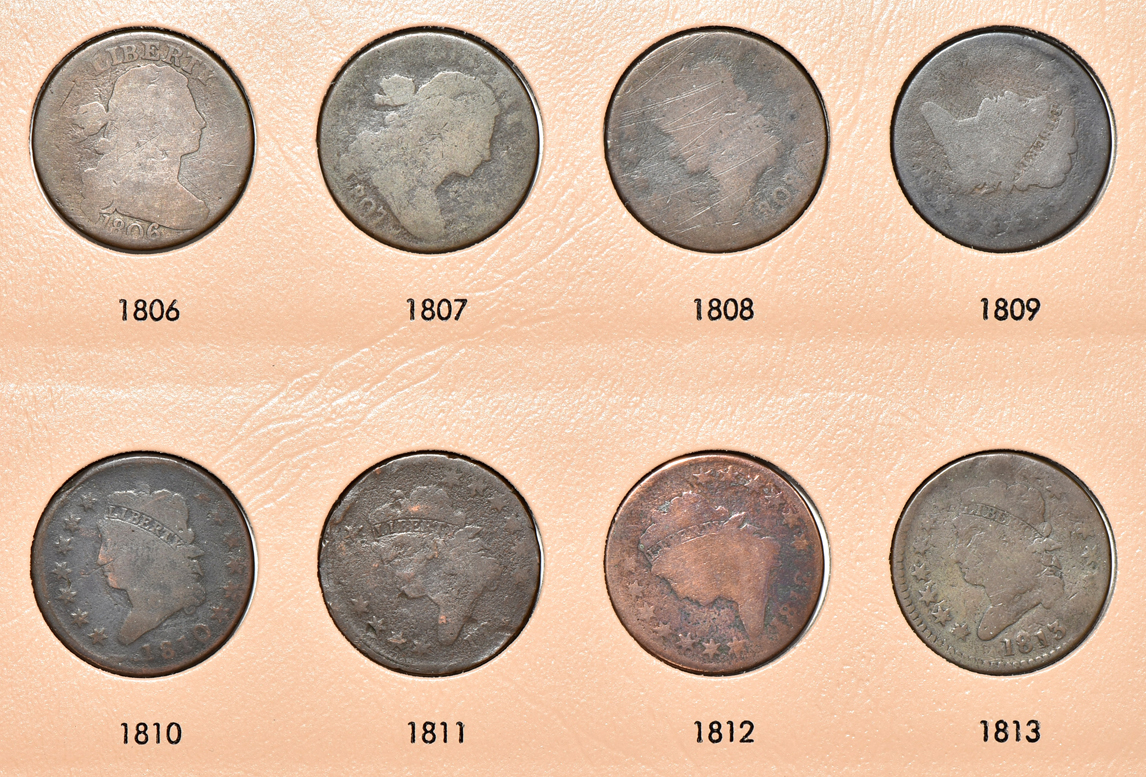 Collection of sixty different large cents