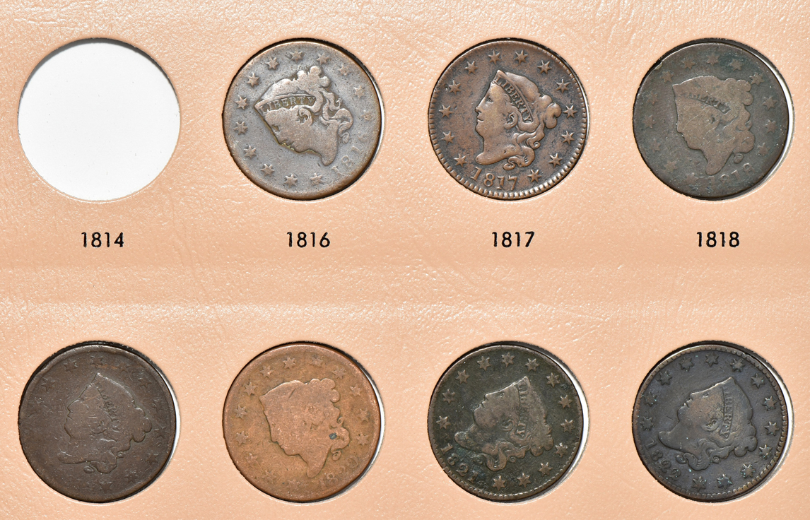Collection of sixty different large cents