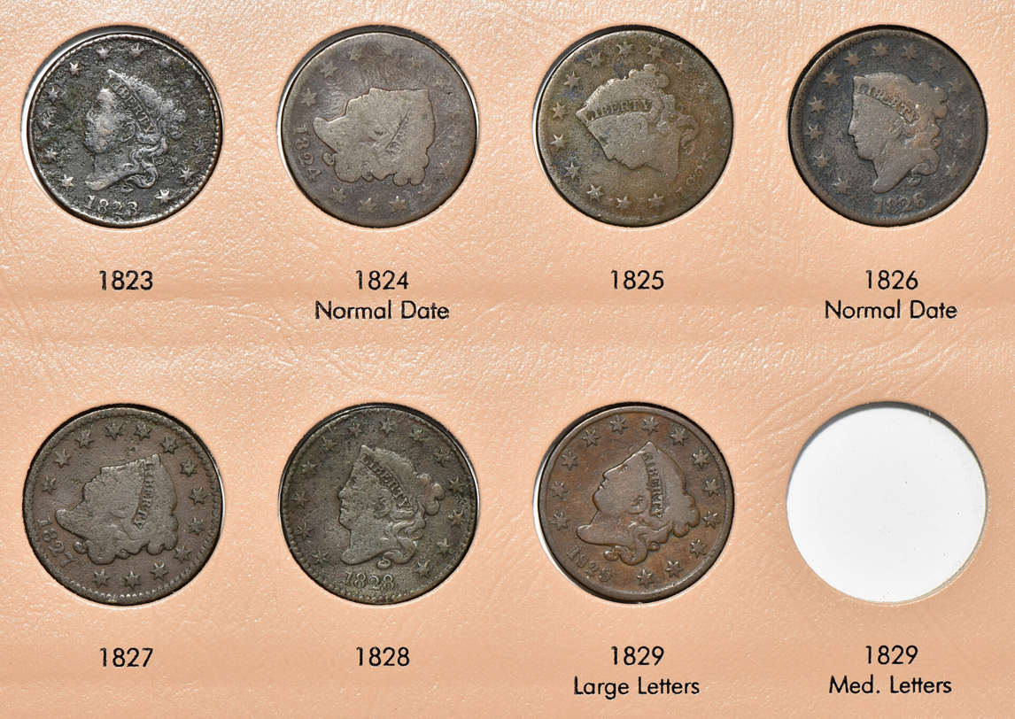 Collection of sixty different large cents