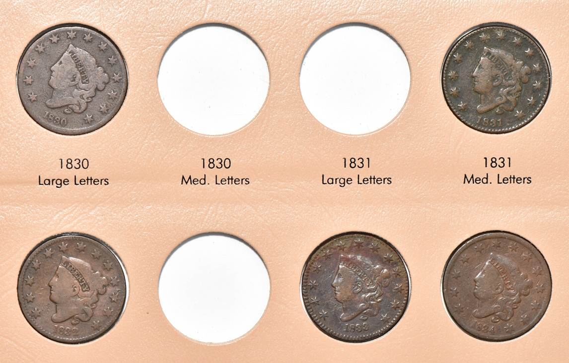 Collection of sixty different large cents