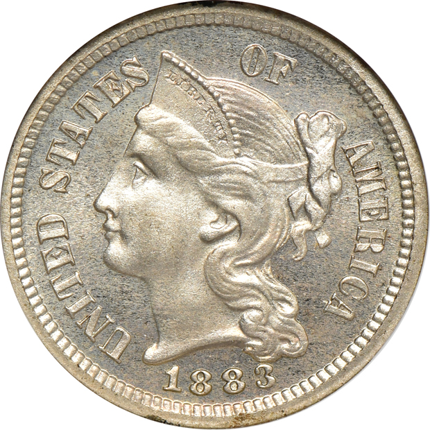Four Proof three-cent nickels, all in older holders and CAC