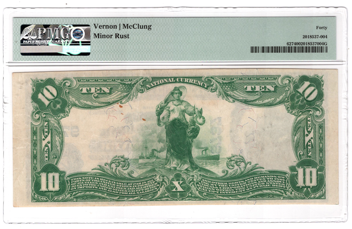 1902 $10 Blue Seal - Grand River, IA Charter #9737 - PMG XF-40/minor rust