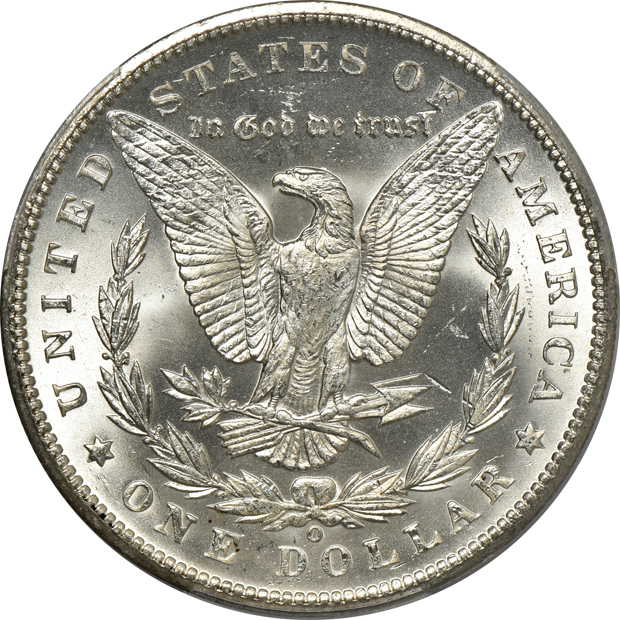 1880-S MS-63 CAC, 1882-S MS-66, and an 1899-O MS-66 CAC, all PCGS