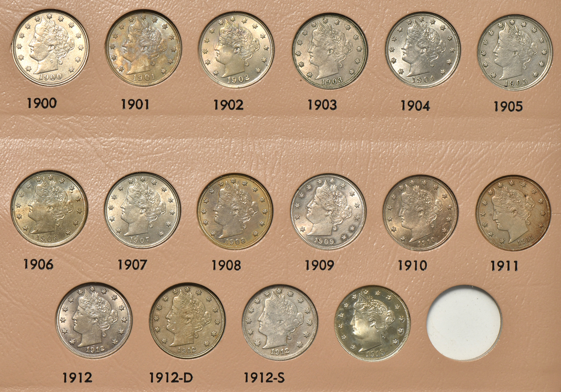 Collection of Liberty nickels in a Dansco 7111 album