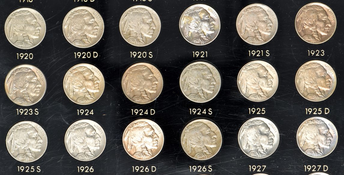Collection of 66 Buffalo nickels in a Capital Plastics holder