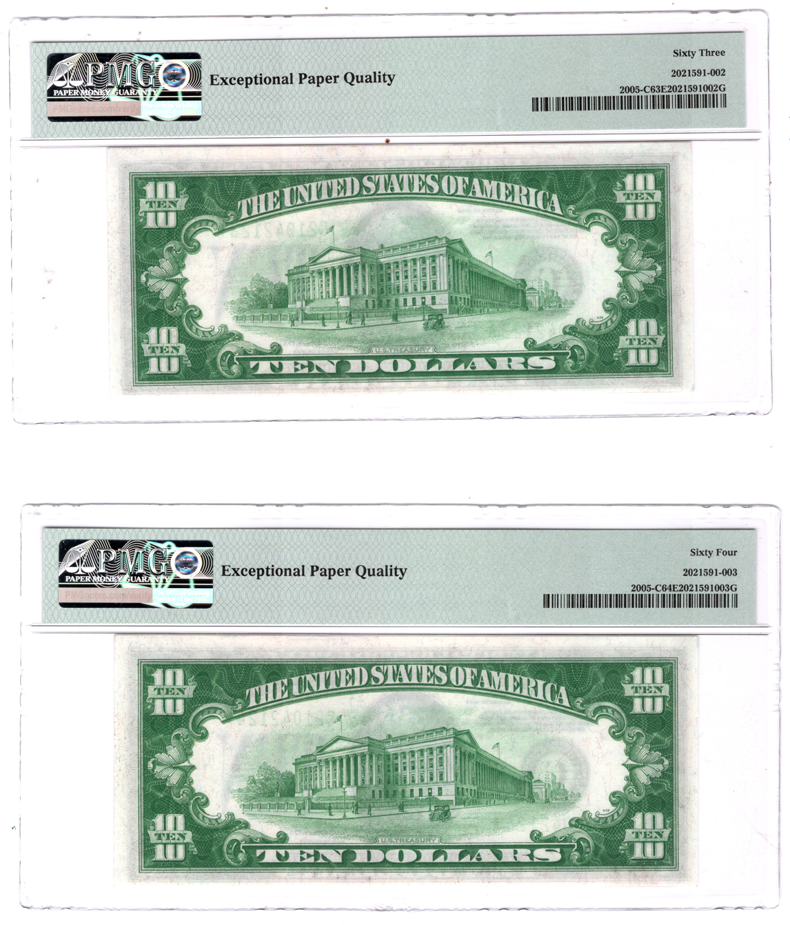Twenty-one sequential 1934 $10 Philadelphia Fr# 2005-C - Five PMG ChCU-63 EPQ and Sixteen ChCU-64 EPQ
