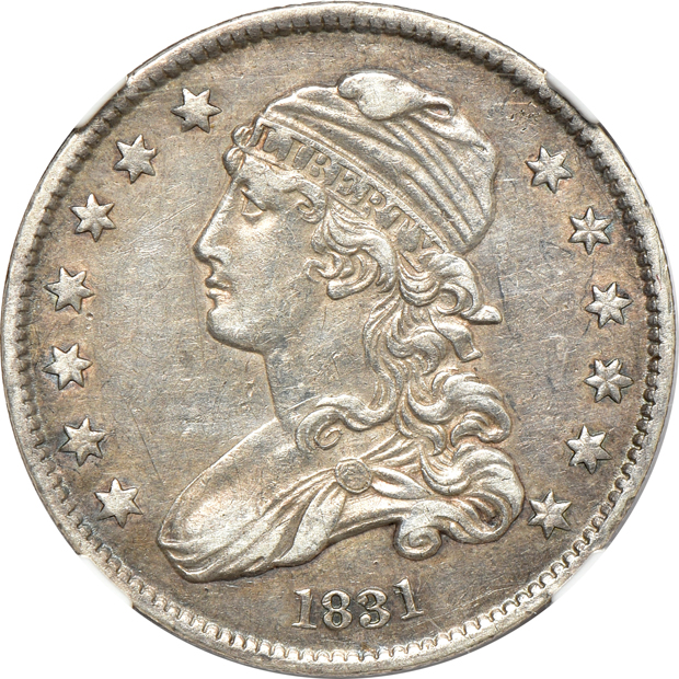 1831 Large Letters NGC XF-45, and an 1834 PCGS XF-40 CAC