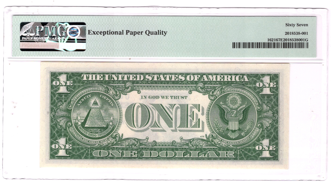 Error Currency - 1957B $1 Silver Certificate Fr# 1621 Mismatched Serial Number - PMG GemCU-67 EPQ