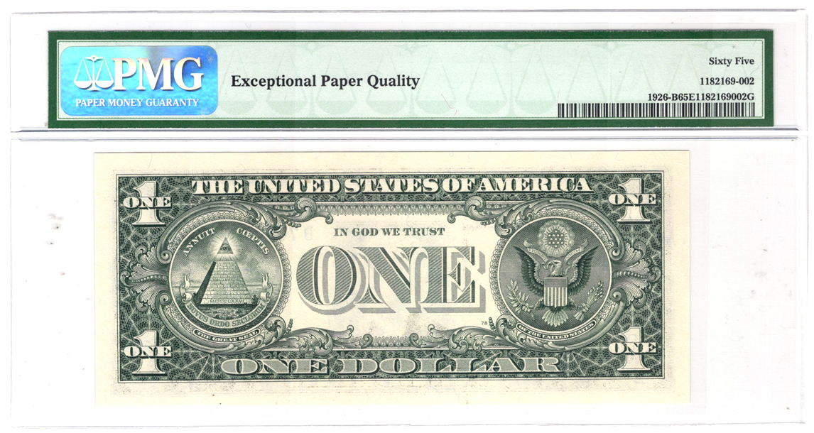 Error Currency - 2001 $1 New York FRN Fr# 1926-B Mismatched Serial Number - PMG GemCU-65 EPQ