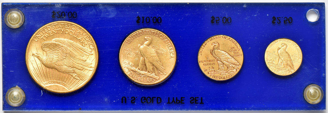 Four coin U.S. Gold Type Set in a Capital Plastics holder