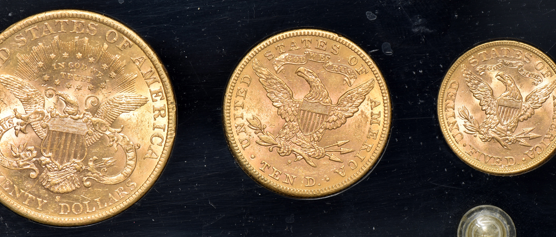 Seven coin Liberty Head U.S. Gold Type Set in a Capital Plastics holder