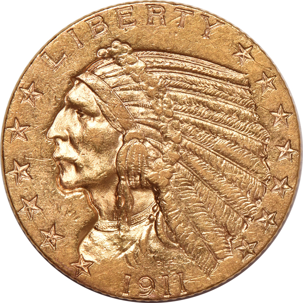 Seven Indian Head half eagles