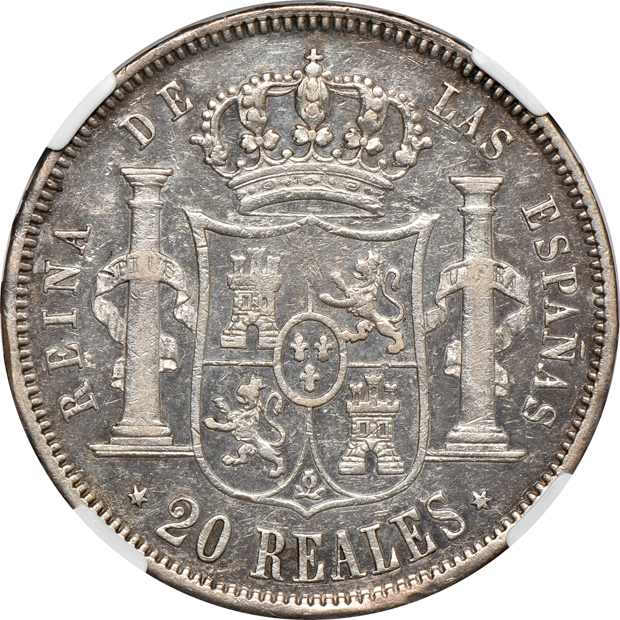 Spain - 1850 50 reales - NGC AU-55