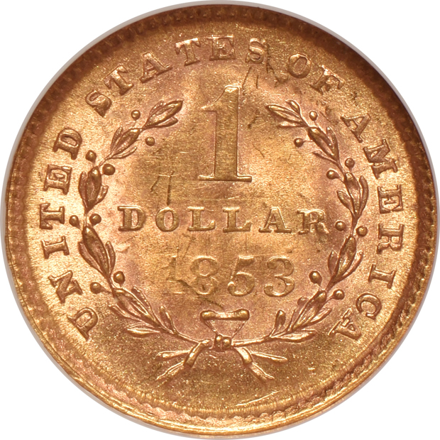 1853 NGC MS-63 CAC, and an 1873 Open 3 PCGS MS-63 (green label)