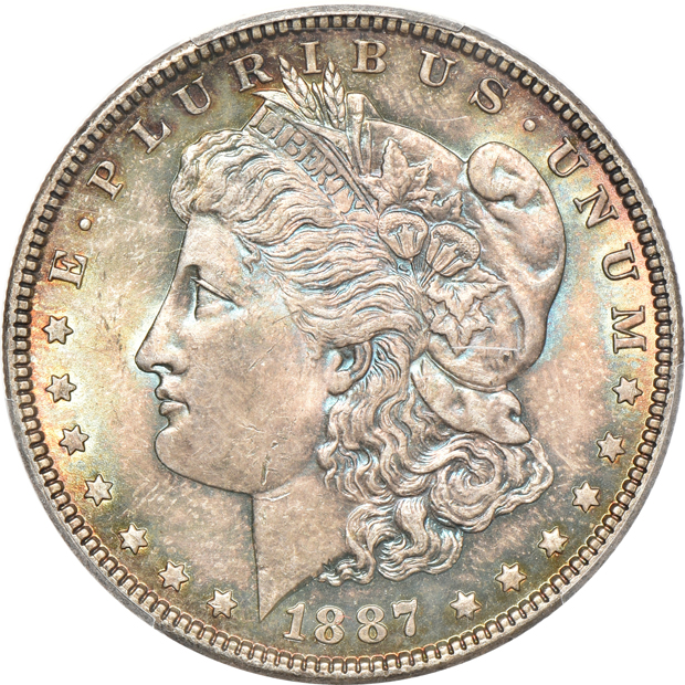 Four Morgan silver dollars, all PCGS MS-65 CAC