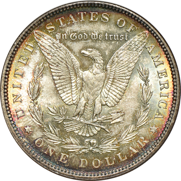 1878-S Morgan silver dollar MS-65, 1898 Morgan silver dollar MS-65 CAC, and a 1935 Peace silver dollar MS-64 CAC, all NGC (no line)