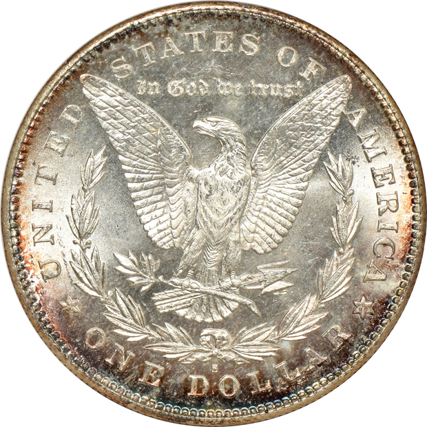 1878-S Morgan silver dollar MS-65, 1898 Morgan silver dollar MS-65 CAC, and a 1935 Peace silver dollar MS-64 CAC, all NGC (no line)