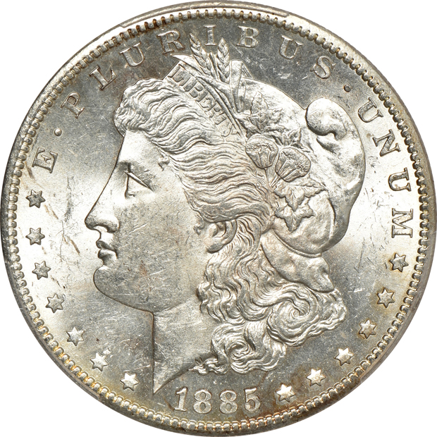 1885-S MS-61, and a 1900-S MS-62, both PCGS