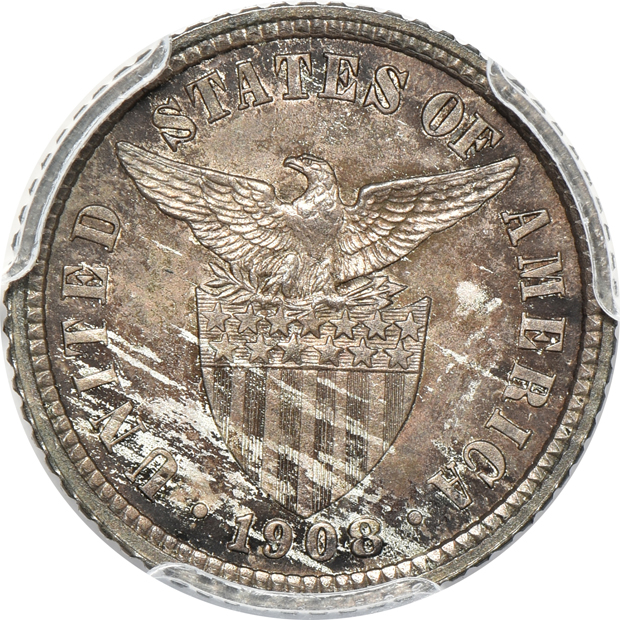Four Proof 10 centavos certified by PCGS