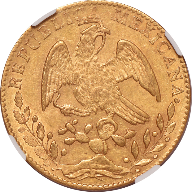 Mexico - 1862/1-Go YE 8 Escudos- NGC AU-58