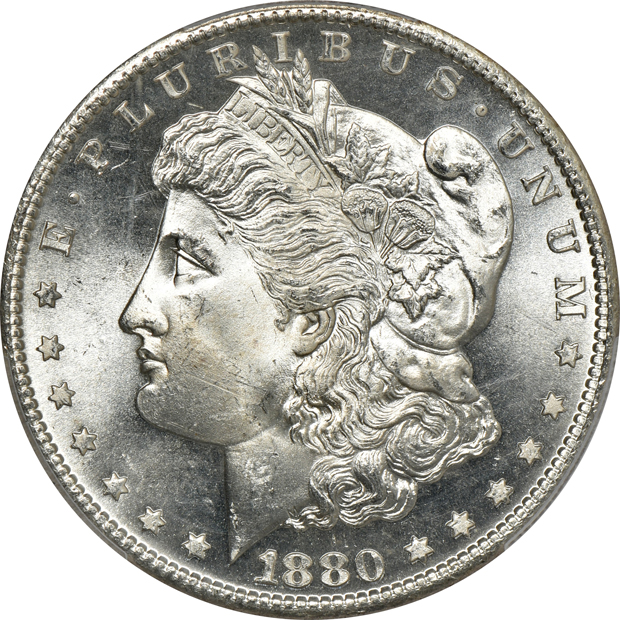 Two 1880-S MS-66, and an 1885 MS-65, all PCGS