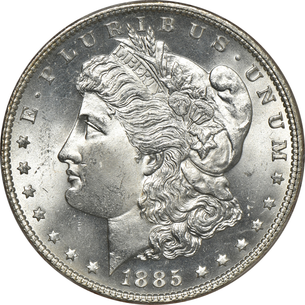 Two 1880-S MS-66, and an 1885 MS-65, all PCGS