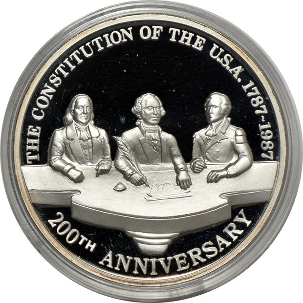 Mexico - 1987 commemorative Proof set, Salute to the USA Constitution.  Four coins with certificate