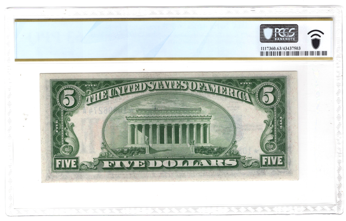 1934-A $5 North Africa Star Fr# 2307* - PCGS ChCU-63 PPQ