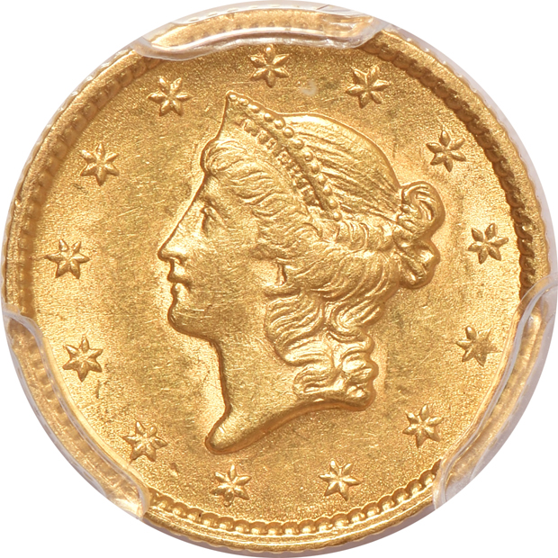1853 AU-58, and an 1854 Type 1 MS-62, both PCGS CAC