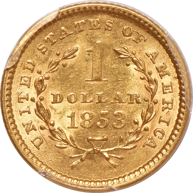 1853 AU-58, and an 1854 Type 1 MS-62, both PCGS CAC
