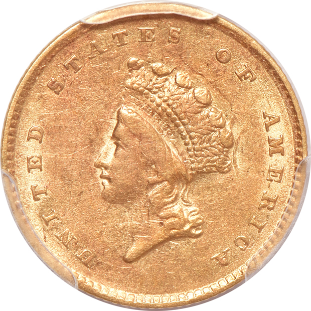 1854 Type 2 AU-55, and an 1857 AU-58, both PCGS CAC