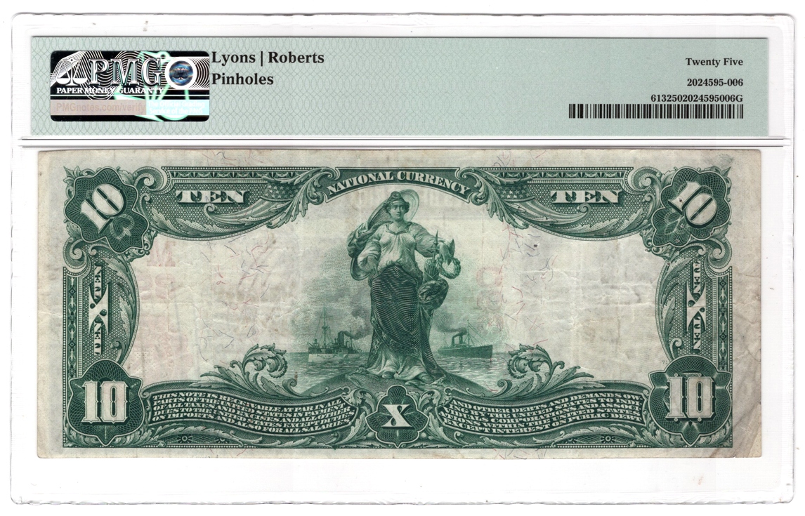 1902 $10 Red Seal - Marquette, MI Charter #390 - PMG VF-25/pinholes