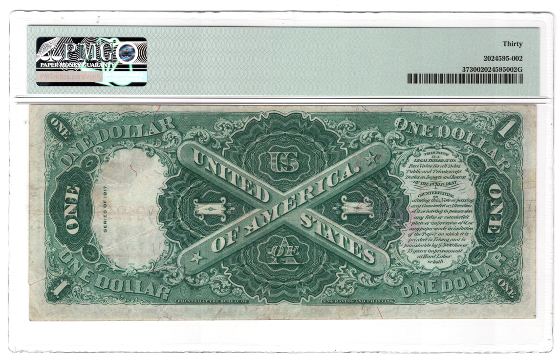 Error Currency - 1917 $1 Legal Tender Fr# 37 Gutter Fold - PMG VF-30