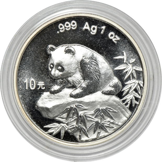 China - Nine 1999 1oz silver Pandas 10 yuan, two lg. date, seven sm. date