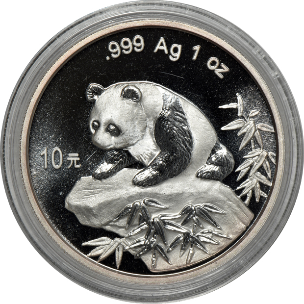 China - Nine 1999 1oz silver Pandas 10 yuan, two lg. date, seven sm. date