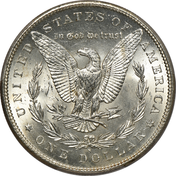 1887-S MS-63, and an 1897-S MS-64, both PCGS