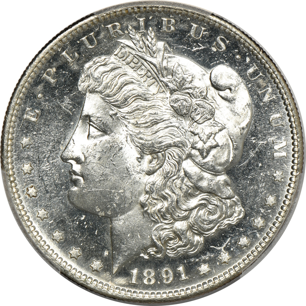 1891-S MS-63PL, and an 1891-S MS-64PL, both PCGS