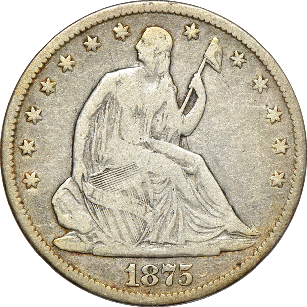 Ten different Liberty Seated half-dollars in two Whitman albums