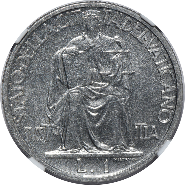 Vatican - 1944 eight coin set certified by NGC