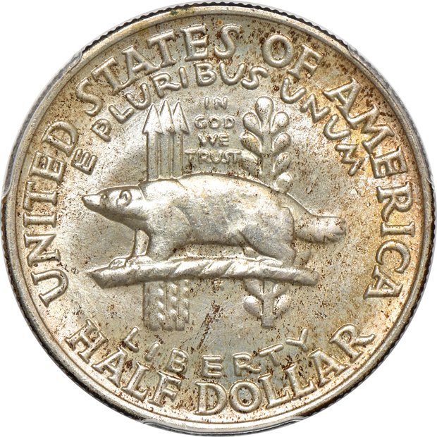 Four silver commemorative half dollars, all PCGS CAC
