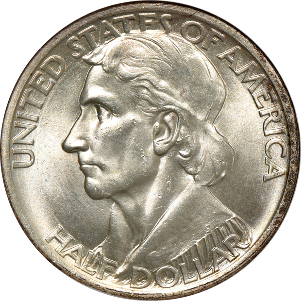 Four silver commemorative half-dollars, all NGC