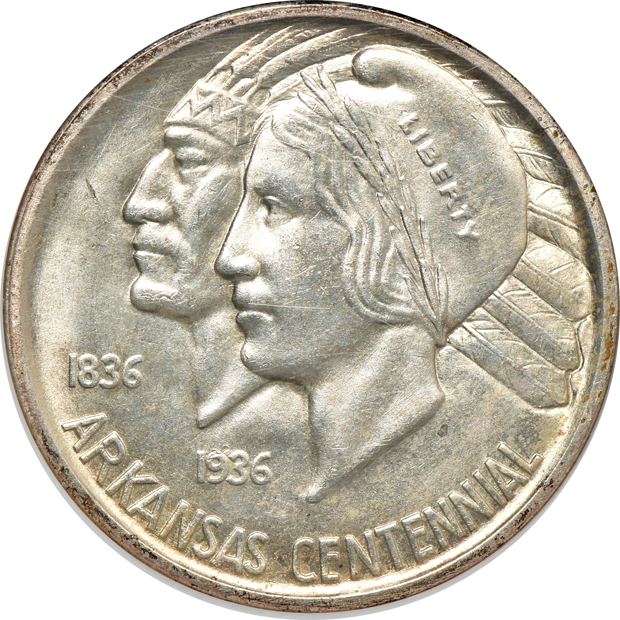 Four silver commemorative half-dollars, all NGC