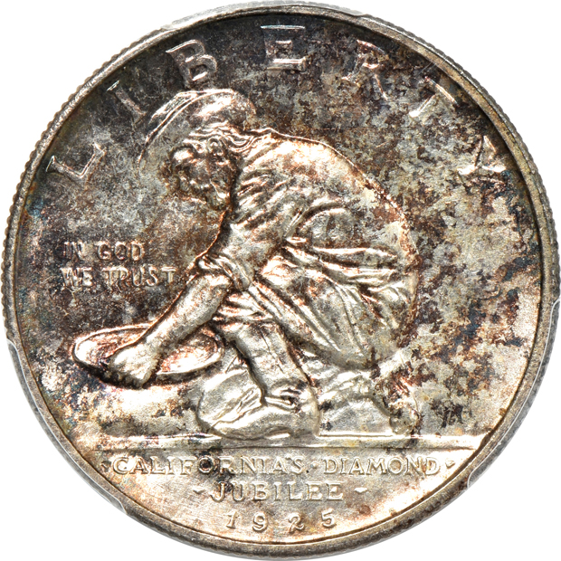 Four silver commemorative half-dollars certified MS-64 by PCGS