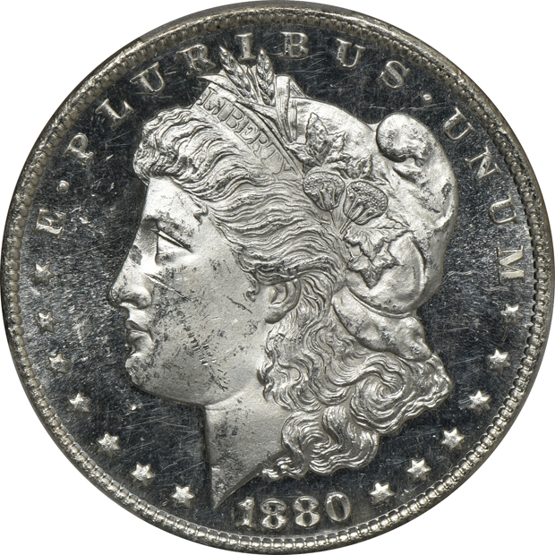 Seven 1880-S PCGS MS-64 CAC