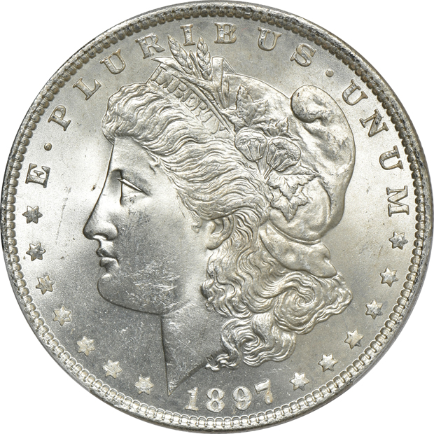 Four 1897 PCGS MS-64, MS-64+, MS-65, and MS-65+