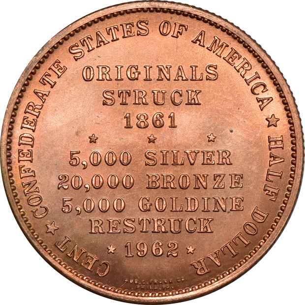 1962 Bronze and 1962 Copper Confederate restrike medals