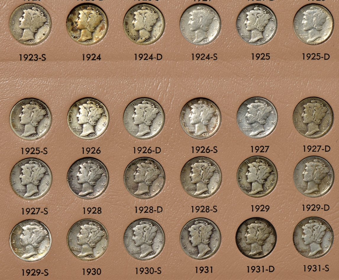 Collections of Mercury dimes and Washington quarters